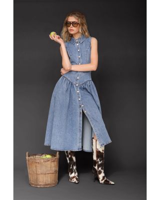 Sleeveless Snap Front Midi Dress