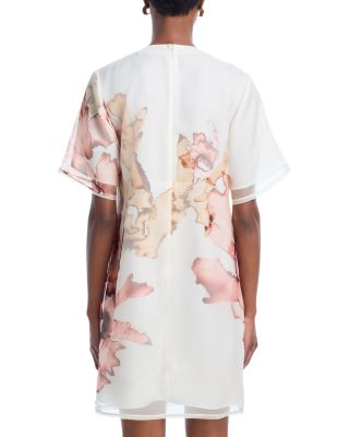 Multi Print Silk Organza Shift Dress
