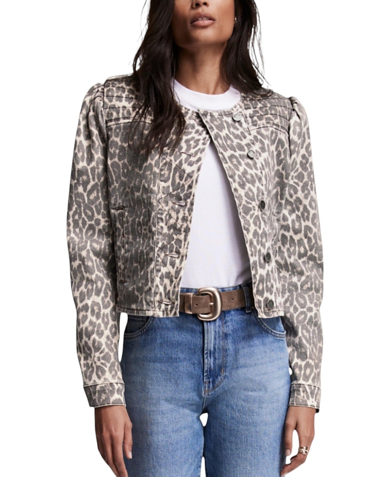 Mint Velvet Women's Leopard Print Denim Jacket