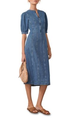 Women's Denim Zip Midi Dress
