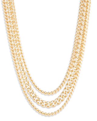 Triple Chain Link Layered Necklace, 16-18"