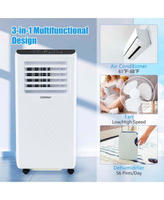  6500 BTU(10000 BTU ASHRAE) Portable Air Conditioner 3 -in-1 Air Cooler Dehumidifier Fan 24H Timer