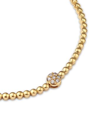 Diamond Cluster Beaded Bracelet in 14K Yellow Gold, 0.10 tcw