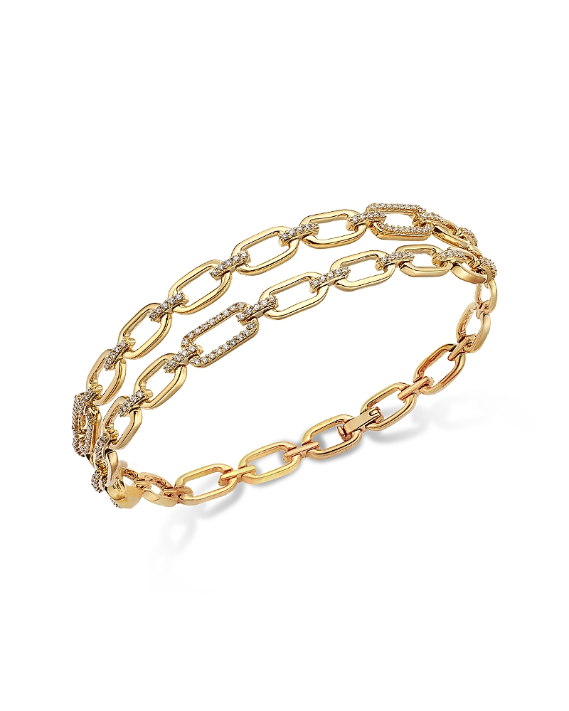 Bloomingdale's Fine Collection Diamond Double Row Link Bracelet In 14k Yellow Gold, 0.75 Tcw In Gold