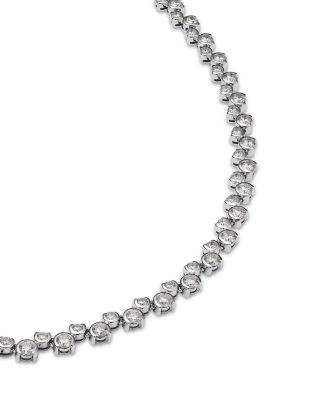 Diamond Scattered Bezel Tennis Necklace in 14K White Gold, 5.5 tcw