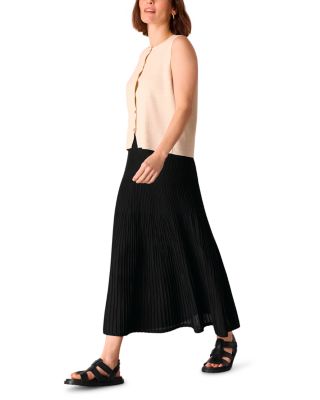 Pleated Knit Midi Skirt
