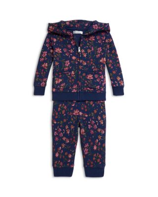 Girls' Floral Fleece Full Zip Hoodie & Pant Set - Baby