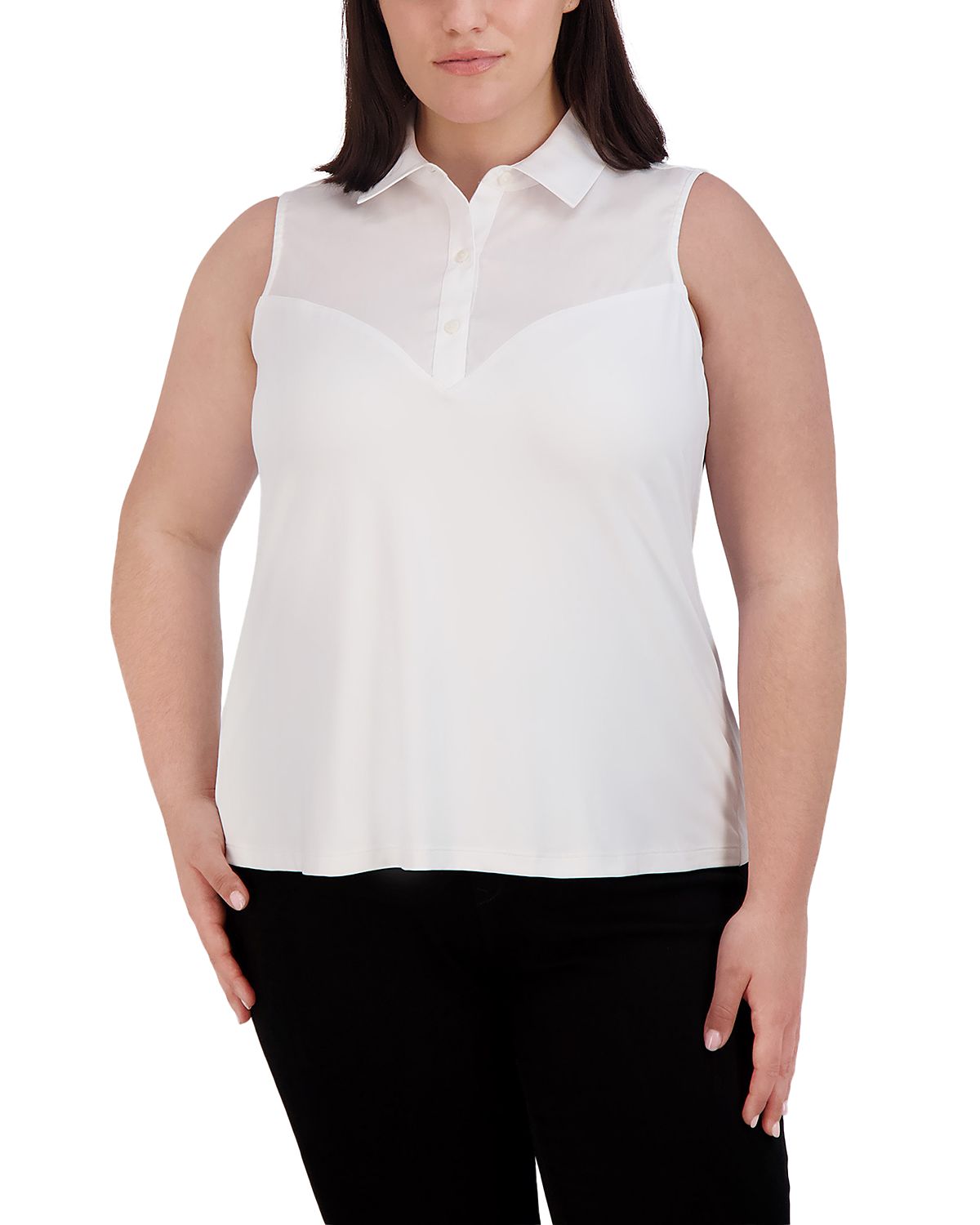Foxcroft Plus Ricki Mixed Media Top