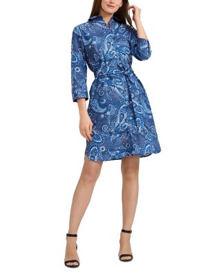 Paisley Button Front 3/4 Sleeve Dress