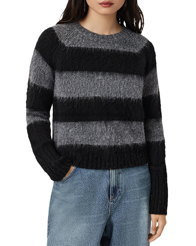 Allsaints Lou Striped Sparkle Jumper In Black