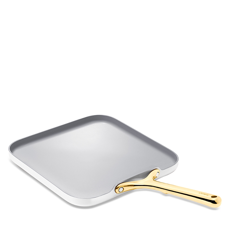 Caraway Square Flat Griddle With Gold Handles In White