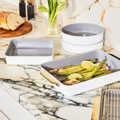 11 Piece Ceramic Non-Stick Mega Bakeware Set with Gold Handles