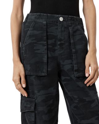 Freda Cargo High Rise Ankle Tapered Jeans in Camo Ink Blue