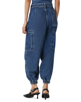 Sol Cargo High Rise Cropped Tapered Jeans in Mid Indigo