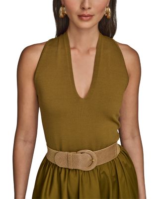 Sateen A Line Belted Midi Dress