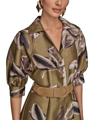 Floral A Line Belted Shirt Dress