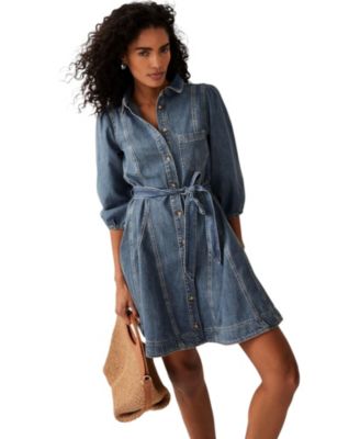  Women's Denim Mini Shirt Dress