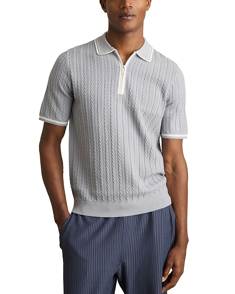 Reiss Jarvis Cable Knit Polo Shirt