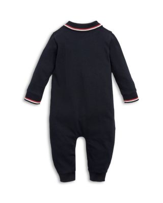 Unisex Tricolor Trimmed Cotton Piquet Romper - Baby