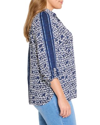 Plus Etched Angles Roll Tab Sleeve Shirt