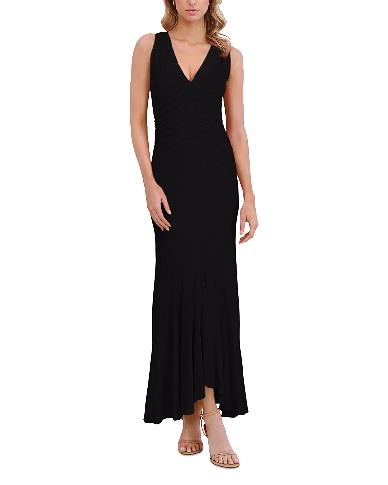 Ted Baker Open Neck Ruched Mermaid Dress In Black