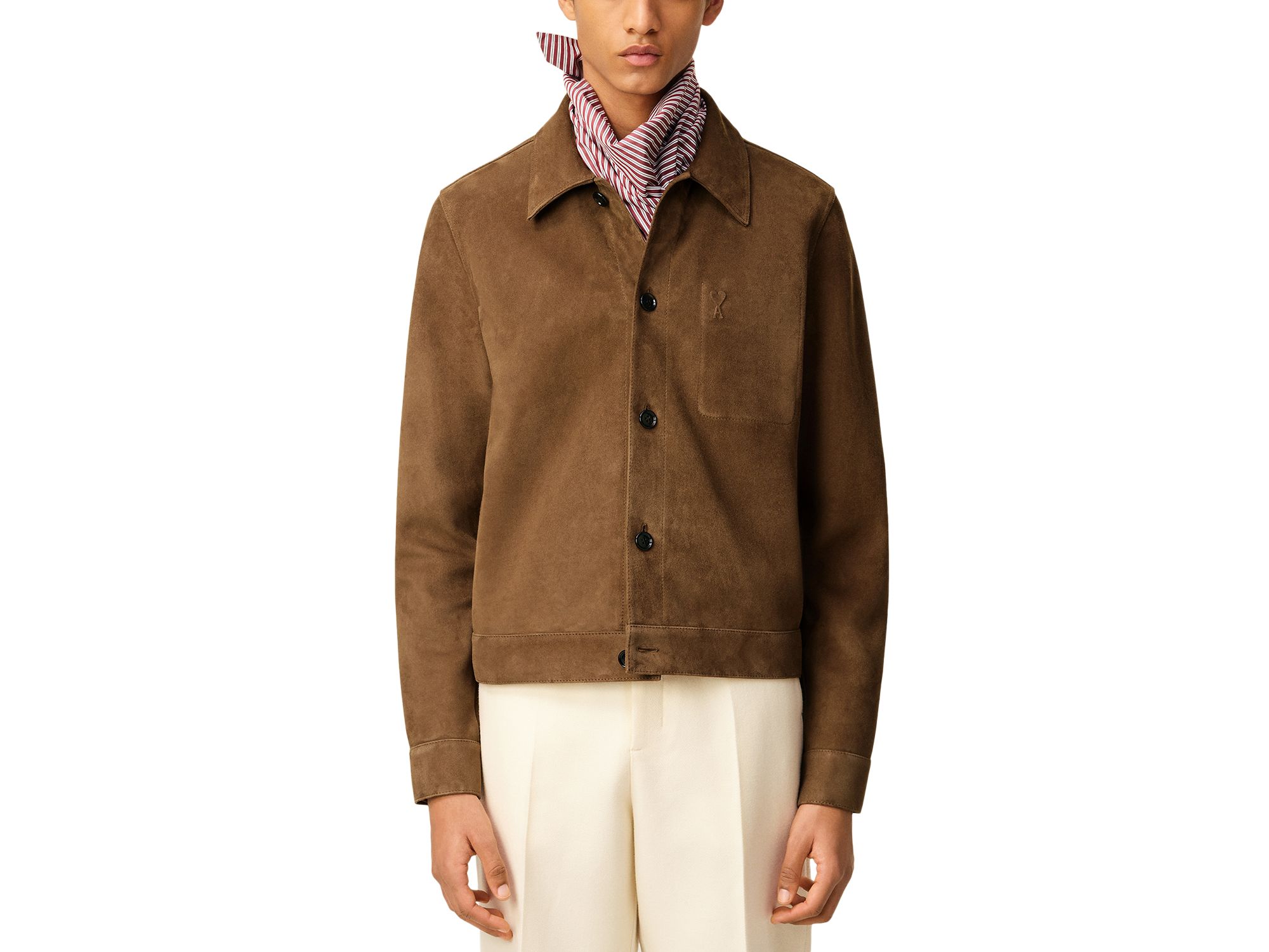 Regular Fit Button Front Leather Jacket - Image 1