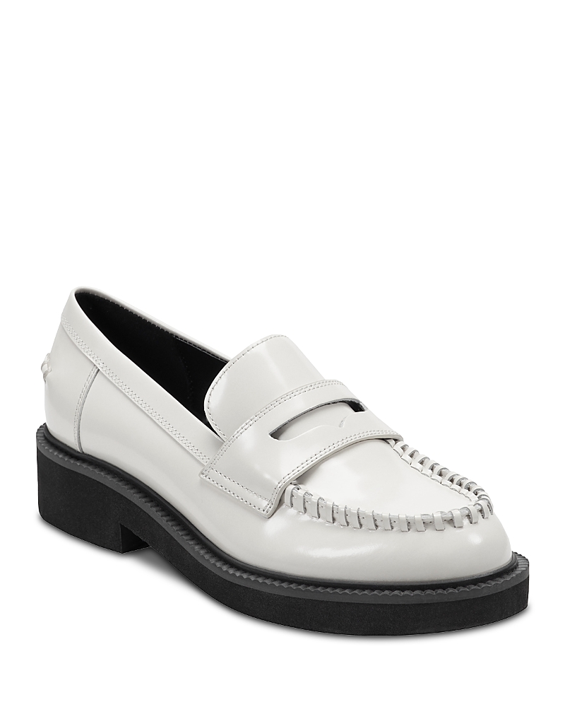 Marc Fisher Ltd Dagman Whipstitch Leather Loafers In White