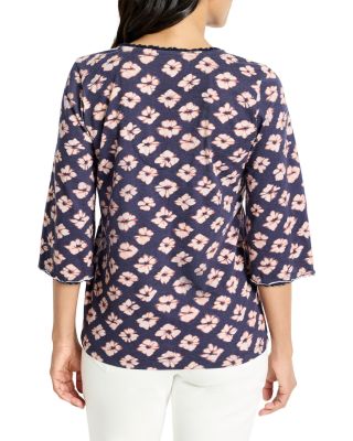 Geo Garden Elbow Sleeve Fringe Tee