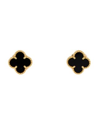 Pre-Owned Van Cleef & Arpels - Sweet Alhambra Stud Earrings 18K Gold and Onyx