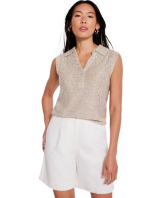  Women's Sequin Polo Top