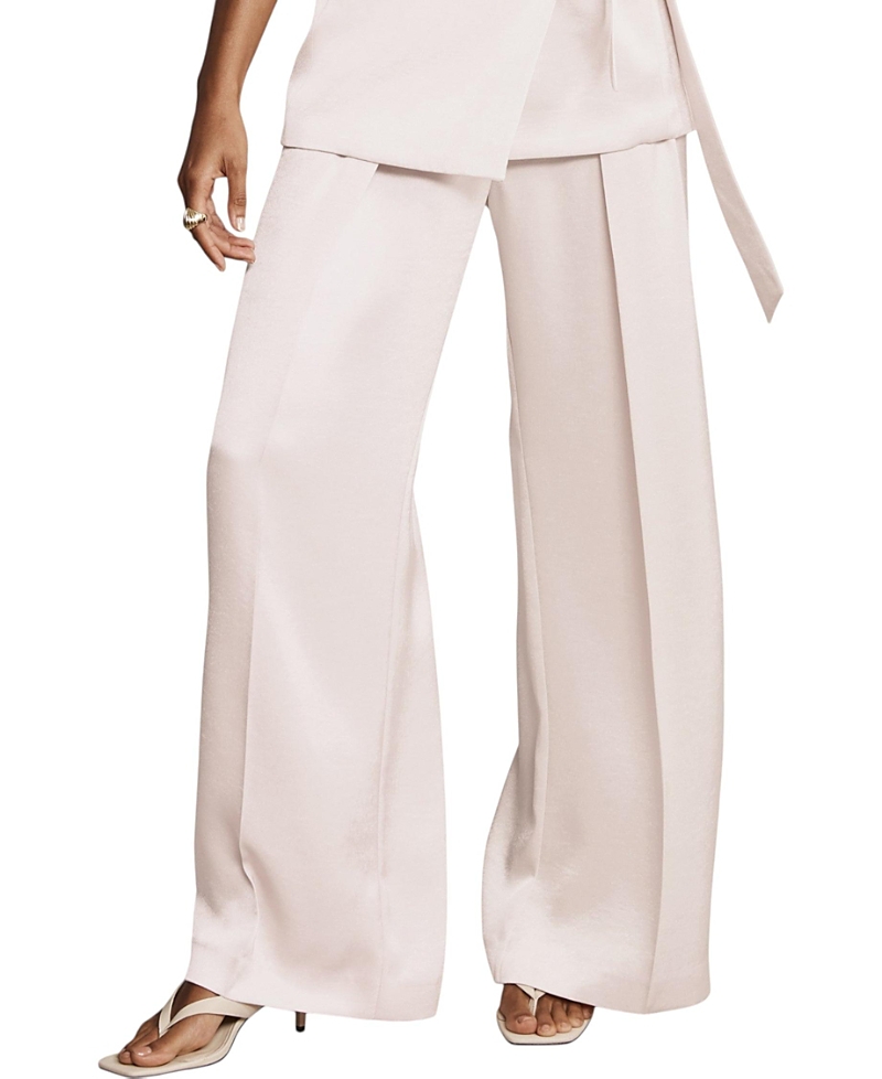 Mint Velvet Pleated Wide Leg Trousers In Pink