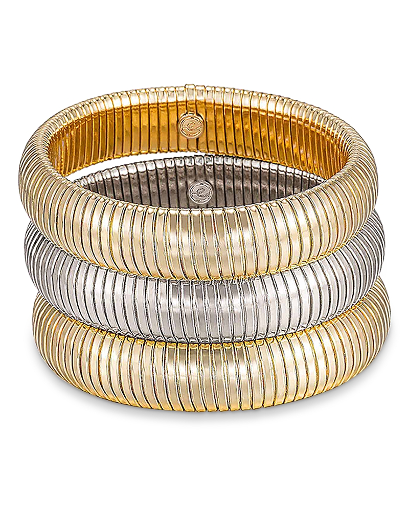 Ettika Flex Snake Chain Stretch Bracelet, Set of 3