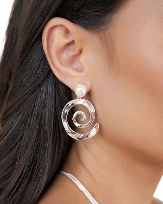 Aura Swirl Cultured Freshwater Pearl Drop Earrings