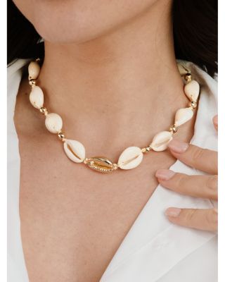 Out to Sea Cowrie Shell & 18K Gold Plated Necklace, 12.5"