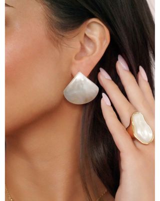Rising Tide Mother Of Pearl Statement Stud Earrings