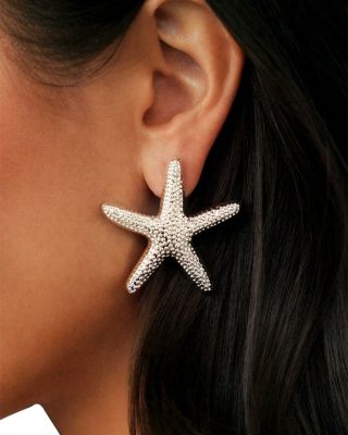 Textured Starfish Statement Stud Earrings