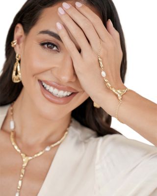Liquid Metal Cultured Freshwater Pearl Hand Chain