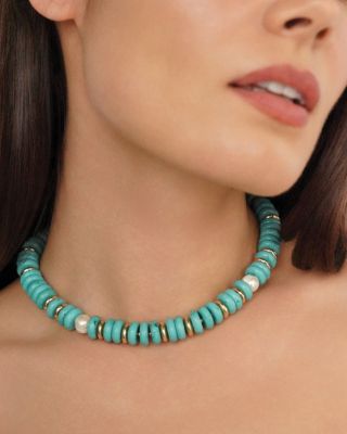 Saint Tropez Stone Breaded Collar Necklace, 15"-20" 