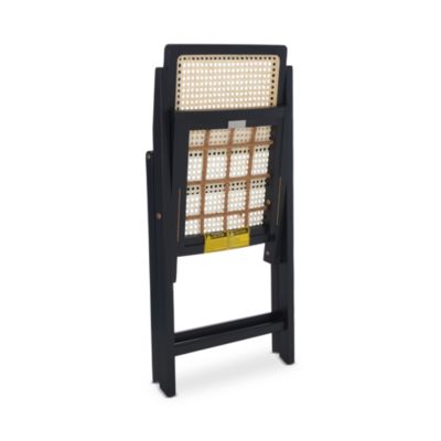 Desiree Cane Folding Dining Chairs, Set of 2, Black/Natural