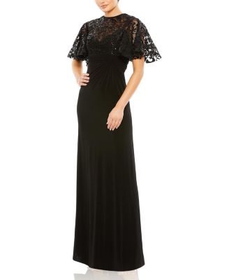  Embellished Butterfly Sleeve Gown