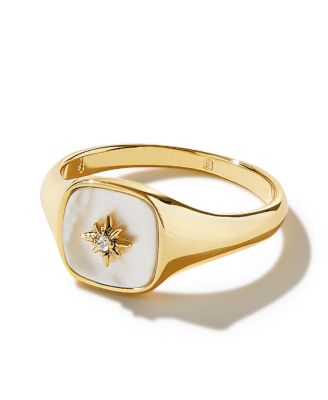 Ana Luisa - Gold Signet Ring - Amara Mother of Pearl