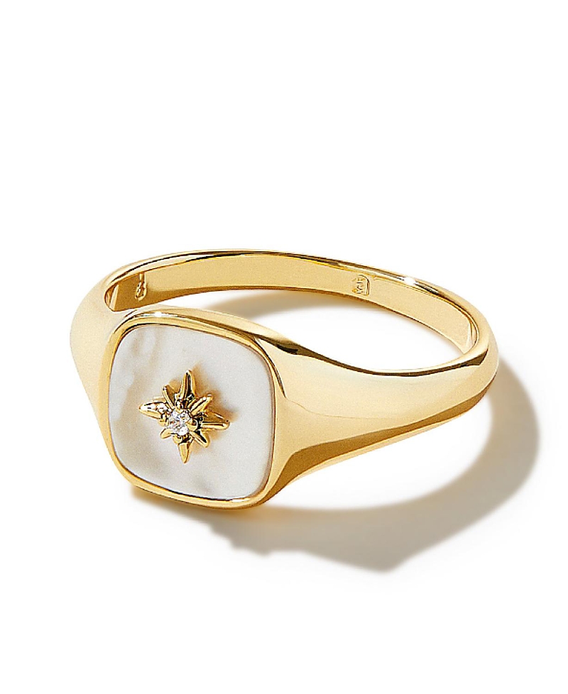Ana Luisa Gold Signet Ring - Amara Mother of Pearl