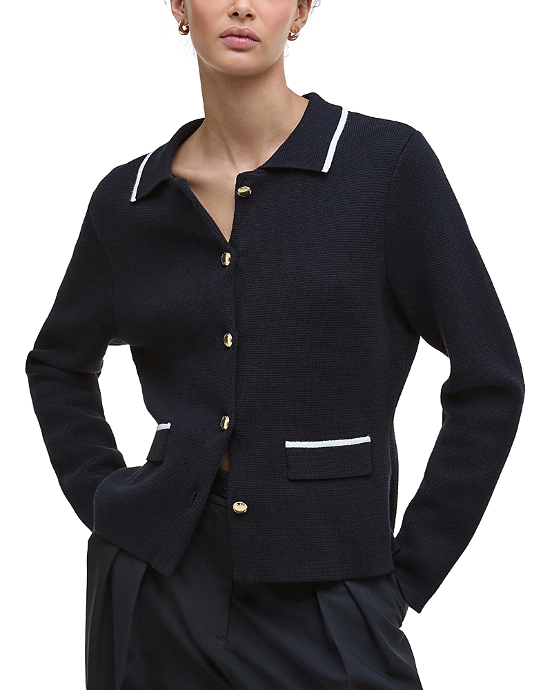 Barbour Colleen Cotton Collared Cardigan In Blue