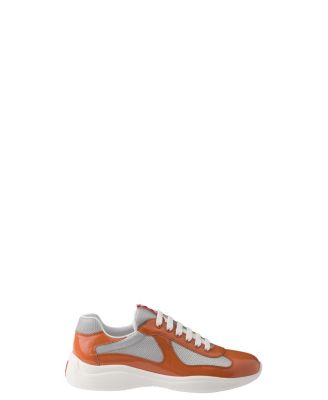 Men's Patent Leather and Technical Fabric America's Cup Sneakers in Light Orange