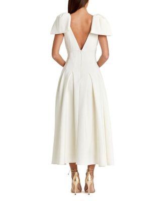 Crepe A Line With Bow Straps Midi Dress