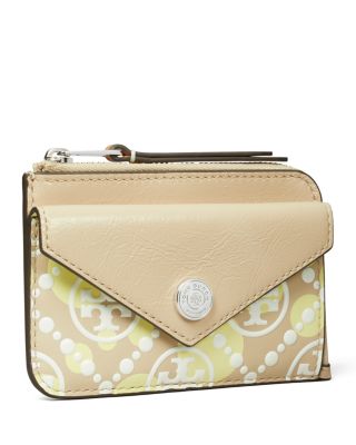 T Monogram Leather Envelope Zip Card Case