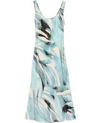  Women's Palm Print Satin Slip Dress
