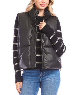 Faux Leather Quilted Puffer Vest