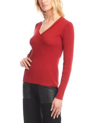 V Neck Ribbed Sweater