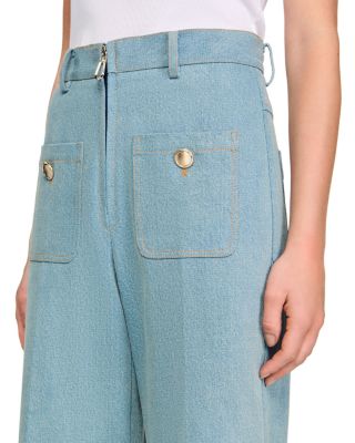 Faded High Rise Wide Leg Jeans in Blue Jean